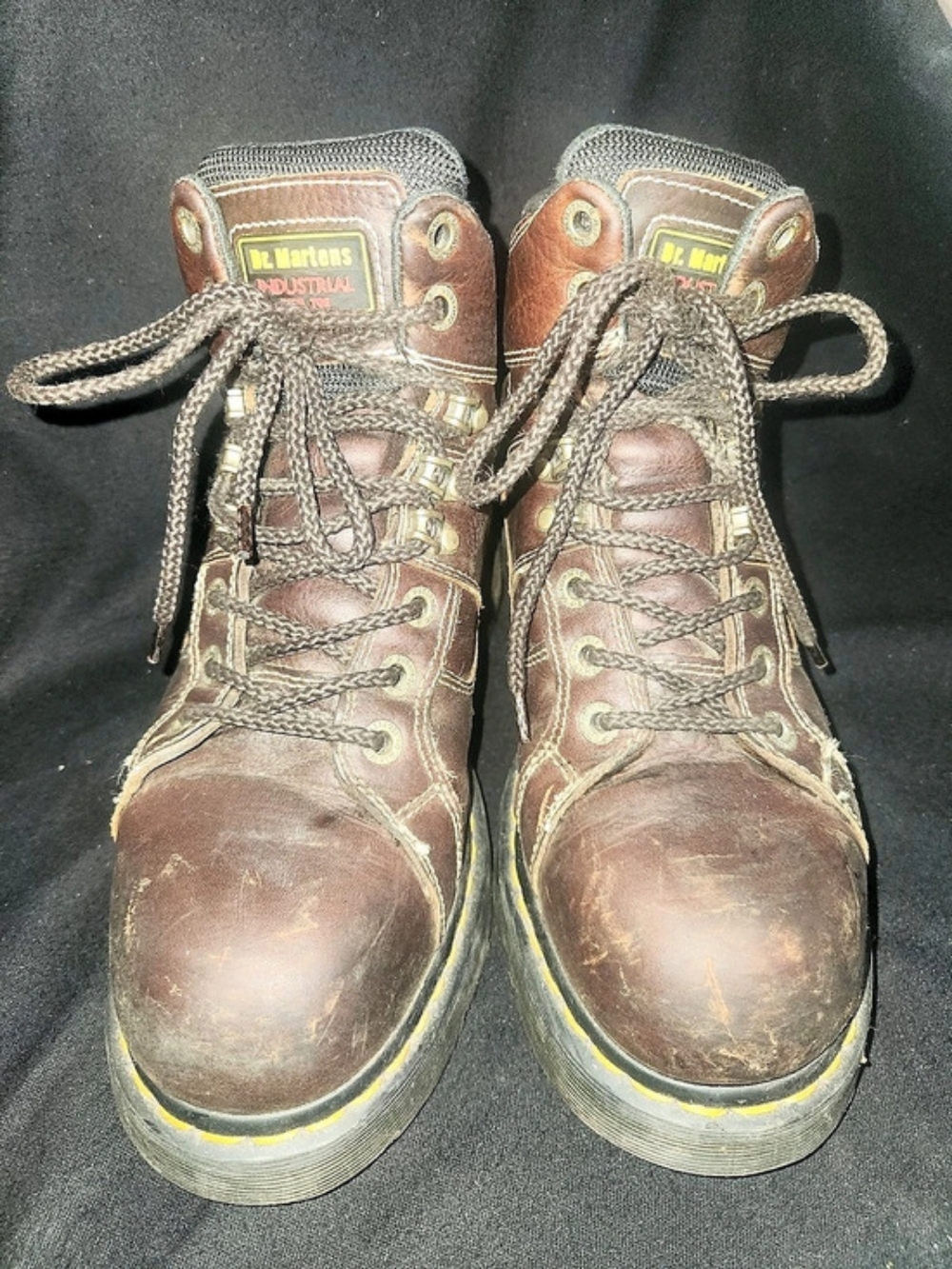 #471 Dr. Martens Industrial Steel Toe Boots Brown US 9, Industrial Quality